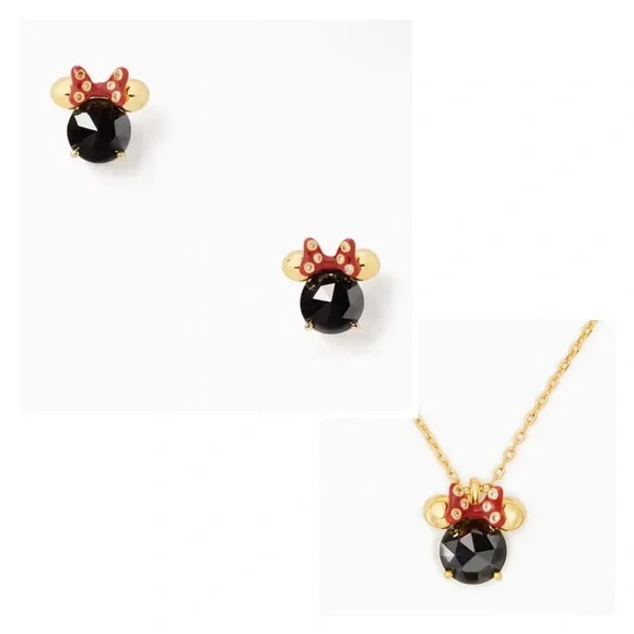 KATE SPADE ♠️ Disney Collection New York Minnie Studs & Necklace set, NEW - Picture 1 of 9